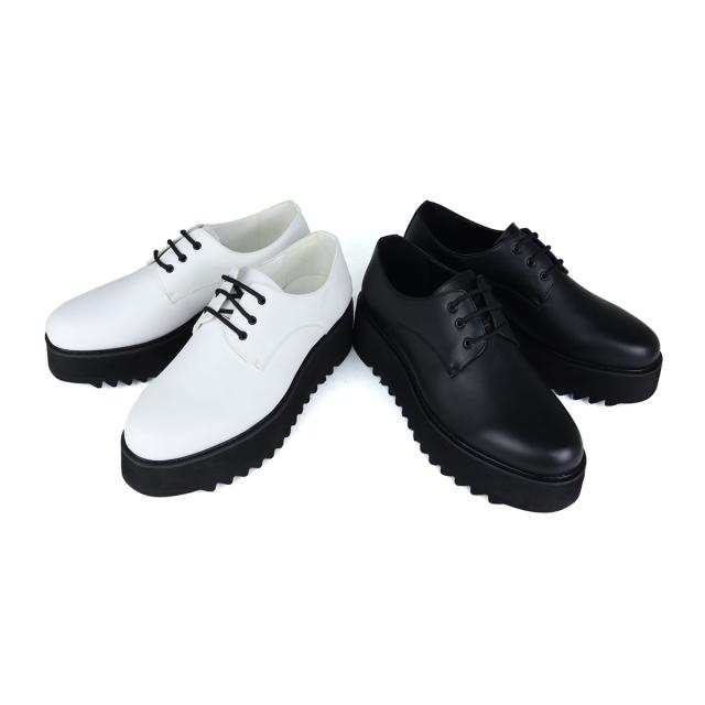 【返品交換不可】シューズ カジュアルシューズ メンズ レースアップ 外羽根 プレーントゥ 3ホール 厚底 シャークソール 脚長 防滑 おしゃれ 5.5cmヒール No.1712 25.0cm〜27.0cm 黒 ブラック LOVEHUNTER ラブハンター