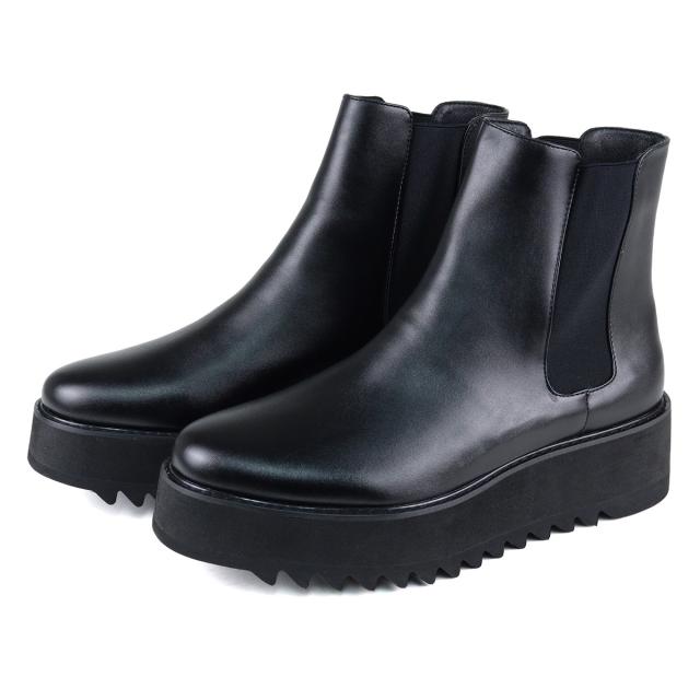 返品交換不可】ブーツ メンズ サイドゴア 黒 厚底 6cm レザー 合成皮革