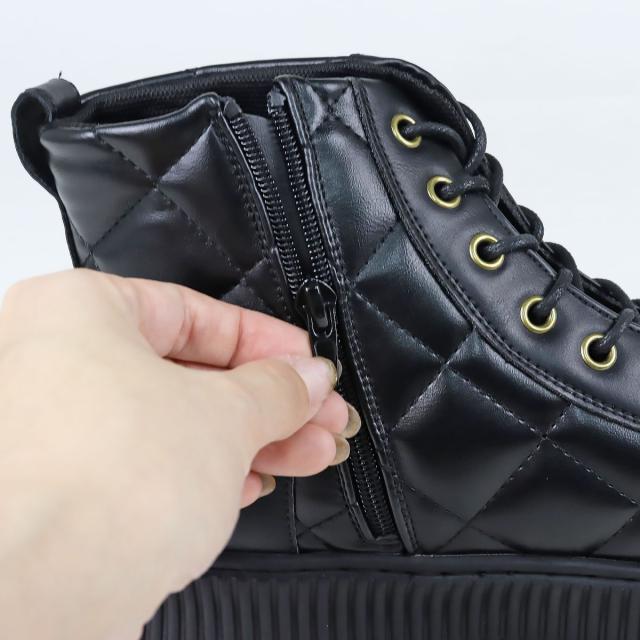 スニーカー メンズ ハイカット レースアップ サイドジップ 3E 履きやすい 歩きやすい 合成皮革 PUレザー カジュアル おしゃれ デザイン 星 スター 3cmヒール No.1889 25.0cm〜28.0cm 黒 ブラック 白 ホワイト LOVEHUNTER ラブハンター