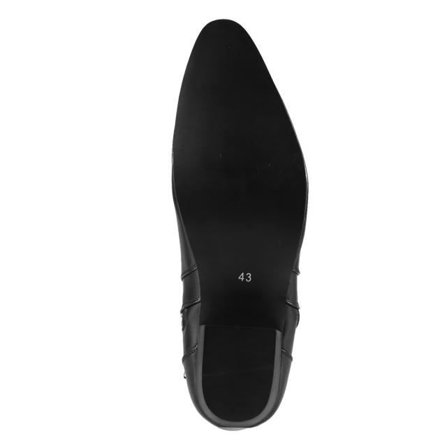 ブーツ メンズ ヒール 6.5cm 黒 サイドジップ レザー 合成皮革 プレーントゥ No.6830 おしゃれ バイク ラブハンター 冬