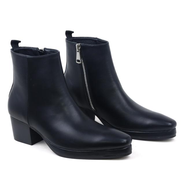 ブーツ サイドジップ ブーツ メンズ 紳士靴 靴 厚底 ストームブーツ プラットフォームソール プレーントゥ 25.0cm〜27.0cm 黒 ブラック LOVEHUNTER ラブハンター No.6831