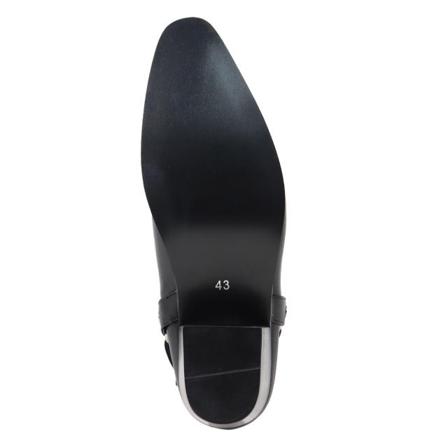 ブーツ メンズ ショート丈 サイドジップ 6cmヒール 太ヒール 安定感 スタイルアップ 合成皮革 レザー ベルト No.6836 25.0cm〜27.0cm 黒 ブラック LOVEHUNTER ラブハンター