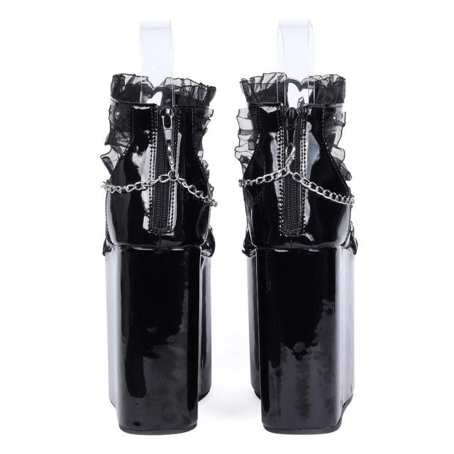 サンダル レディース フリル レース チェーン ハート バックジップ