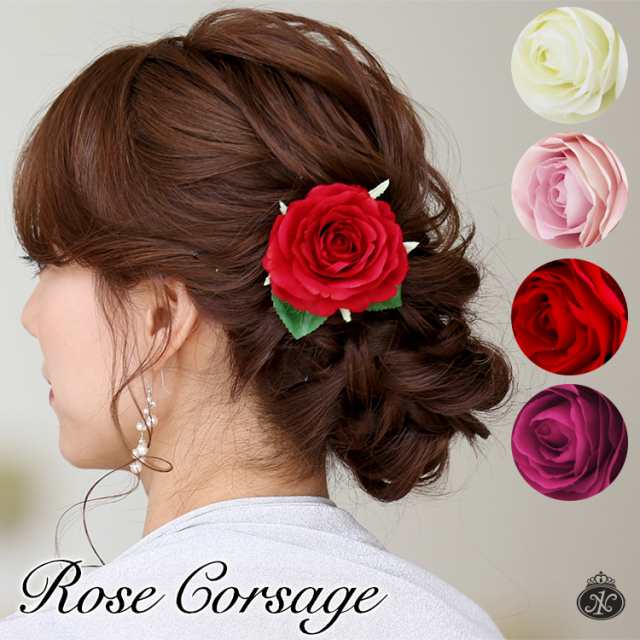 コサージュ フォーマル 髪飾り 結婚式 バラ ローズ 薔薇 ヘアクリップ