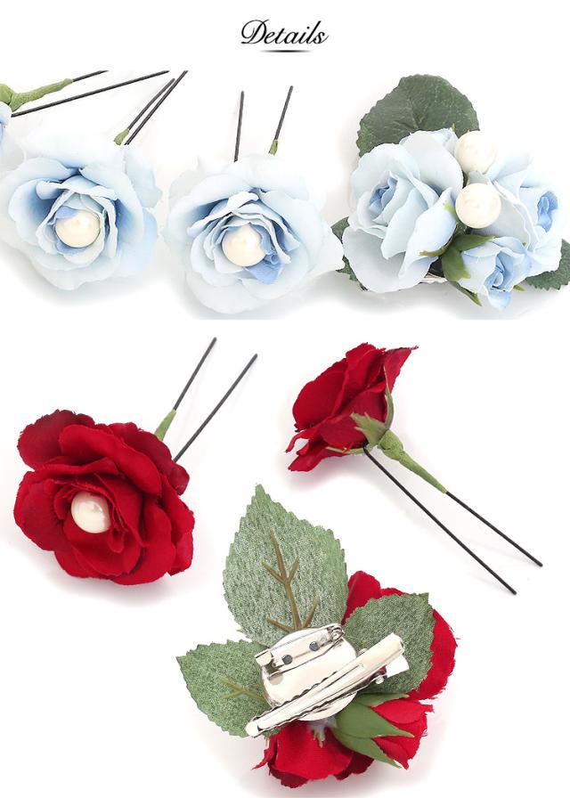 ヘアコサージュ 結婚式 花嫁 髪型 浴衣 髪飾り 薔薇 パール Uピン ヘアアクセサリー 手作り ヘアアクセ 花 ヘッドドレス 白 青 ピンク 赤の通販はau Pay マーケット パーティードレス ナイトワン