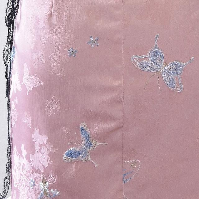 バタフライ刺繍 チャイナドレス ミニ丈 デコルテカット 谷間魅せ セクシー 夜蝶 刺繍ドレス 胸元カット 脇スピンドルレースアップ スリット入り タイトドレス ナイトイベント 衣装 キャバドレス クラブ ステージ衣装_14