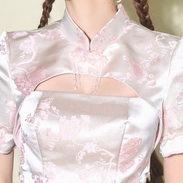 チャイナドレス チャイナ服 コスプレ チャイナ ミニ ボタン 半袖 衣装