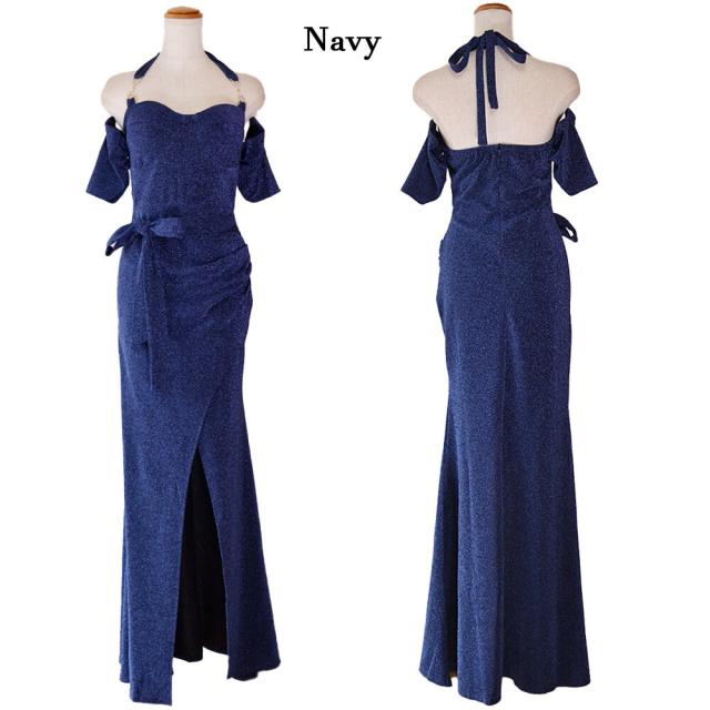 ドレス 結婚式 パーティードレス キャバドレス ラメ素材 ネッククロスデザイン ウエストリボン マーメードラインロングドレス ドレス 結婚式 パーティードレス キャバドレス ラメ素材 ネッククロス