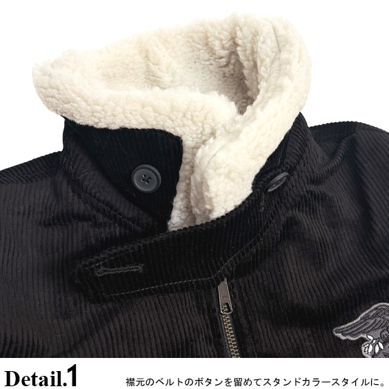 BEN DAVIS ジャケット ベンデイビス ボア襟 コーデュロイ ジップジャケット メンズ ワッペン刺繍 中綿 ブルゾン BEN-2257_4