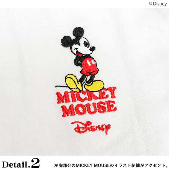 Sequence ディズニー ミッキー Tシャツ DISNEY 刺繍 ワイド ラグランTシャツ メンズ ユニセックス ミッキーマウス ロンT  バックプリント