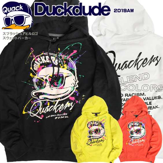 DUCK DUDE パーカー ダックデュード スプラッシュ アヒル ロゴ プリント スウェットパーカー ペンキ フーディー 裏毛 PKL-371｜au  PAY マーケット