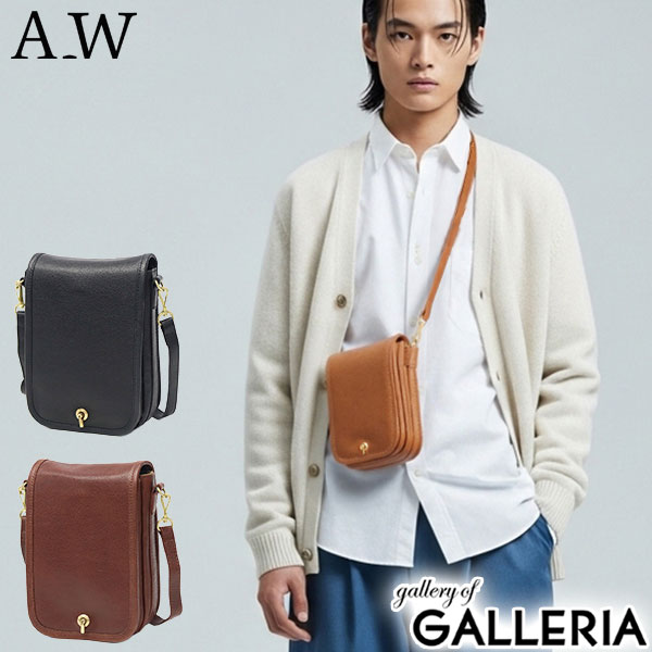 【商品レビューで＋5％】アウ ショルダーバッグ メンズ レディース A_W 斜めがけ 小さめ 革 本革 牛革 レザー ブランド 大人 軽量 メールバッグ シンプル かっこいい おしゃれ ミニ コンパクト ショルダー ホック HOK SHOULDER S AB-007