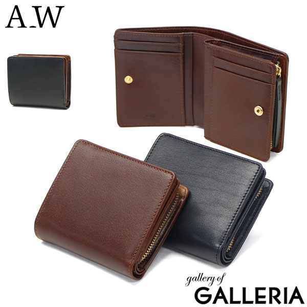 【商品レビューで＋5％】アウ 二つ折り財布 メンズ レディース ブランド 札 小銭 A_W 財布 本革 革 レザー 小銭入れ ファスナー シンプル 黒 Lobb BILLFOLD L ZIP PURSE S AP-003