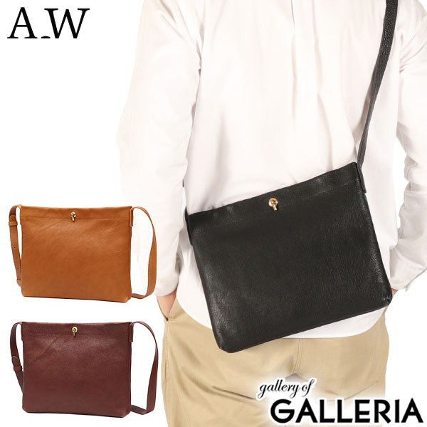 【商品レビューで＋5％】アウ ショルダーバッグ サコッシュ A_W 斜めがけ 革 本革 牛革 ブランド 小さめ B5 大人 軽量 横型 男性 女性 斜め掛け BB HOK SACOCHE AB-009