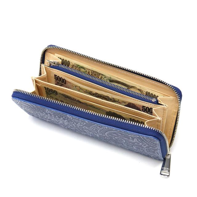 最大30%還元★5/3限定｜【5％OFFクーポン】【商品レビューで＋5％】バギーポート 財布 BAGGY PORT KOI コーアイ 藍染レザー ラウンドファスナー長財布 ペイズリー柄 本革 ZYS-197_10
