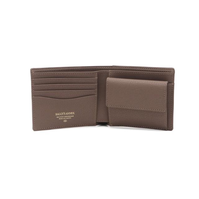 バギーズアネックス BAGGY S ANNEX 二つ折り財布 レディース メンズ ブランド 財布 大人 ファスナー 大容量 BOX型小銭入れ 小銭入れあり カード入れ コンパクト エンボス リサイクルレザー ハーフ財布 LZKM-141 CAMEL