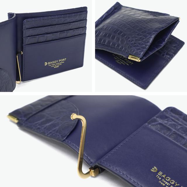 【5％OFFクーポン】【商品レビューで＋5％】バギーポート マネークリップ 札ばさみ BAGGY PORT ブランド 大人 ミニ 財布 コンパクト 二つ折り スリム 小銭入れあり 藍染め ワニ革 クロコ ZWL-8002 商品レビューで＋5％】バギーポート マネークリップ 札ばさみ BAGGY