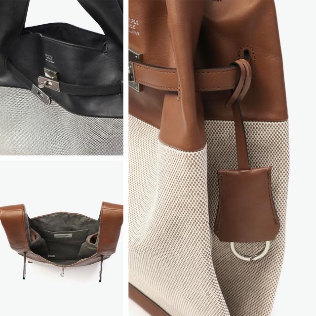 【5％OFFクーポン】【商品レビューで＋5％】ビューティフルピープル トートバッグ レディース 小さめ ブランド beautiful people 軽量 軽い きれいめ レザー 牛革 綿 B5 日本製 1515611942