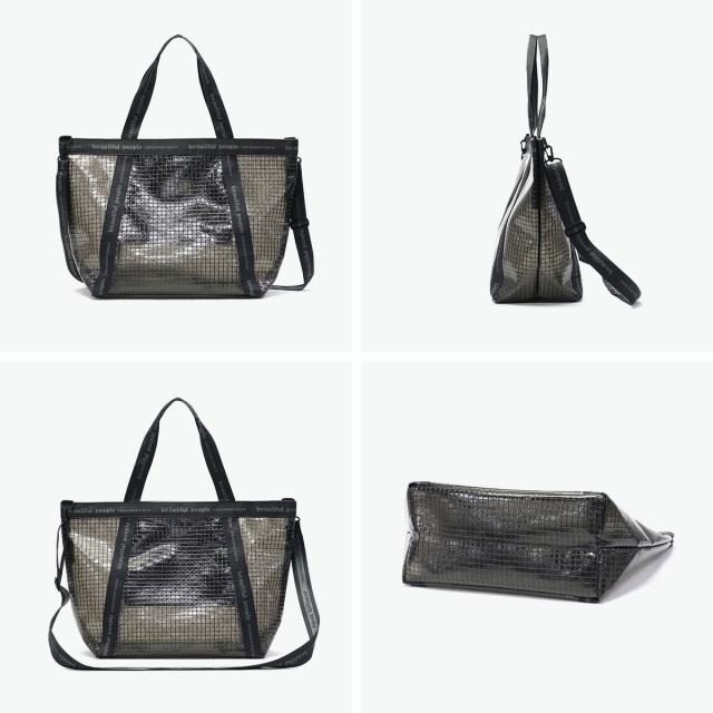 【商品レビューで＋5％】ビューティフルピープル トートバッグ レディース 大きめ A4 beautiful people 2WAY 日本製 plaid vinyl logo tape bag L 1515611969_4