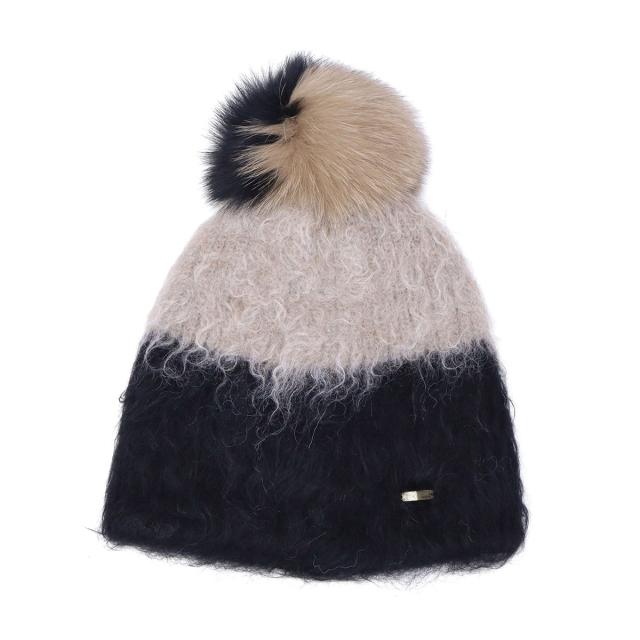 【商品レビューで＋5％】CA4LA 帽子 ニット帽 レディース 秋冬 冬 カシラ ブランド おしゃれ ニットキャップ 防寒 暖かい ツートン バイカラー ポンポン BAA ONM01901_5