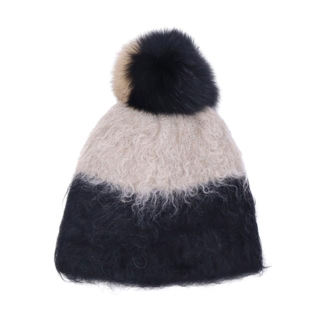 【商品レビューで＋5％】CA4LA 帽子 ニット帽 レディース 秋冬 冬 カシラ ブランド おしゃれ ニットキャップ 防寒 暖かい ツートン バイカラー ポンポン BAA ONM01901_6
