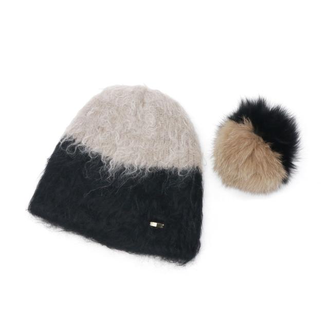 【商品レビューで＋5％】CA4LA 帽子 ニット帽 レディース 秋冬 冬 カシラ ブランド おしゃれ ニットキャップ 防寒 暖かい ツートン バイカラー ポンポン BAA ONM01901_8