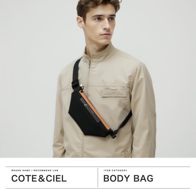 【5％OFFクーポン】【商品レビューで＋5％】【正規品1年保証】コートエシエル ボディバッグ メンズ レディース Cote&Ciel ウエストバッグ カジュアル おしゃれ 撥水 1.2L Isarau XS Sleek Black Color accent 29172