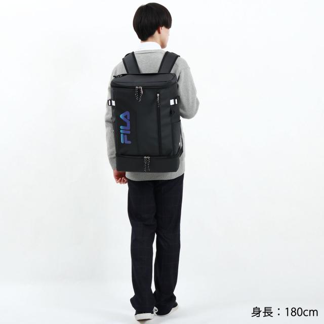 最大30%還元★5/3限定｜【5％OFFクーポン】【商品レビューで＋5％】フィラ リュック 大容量 通学 黒 FILA リュックサック スクエアリュック B4 A4 軽量 撥水 PC 35L サイン 7763_2