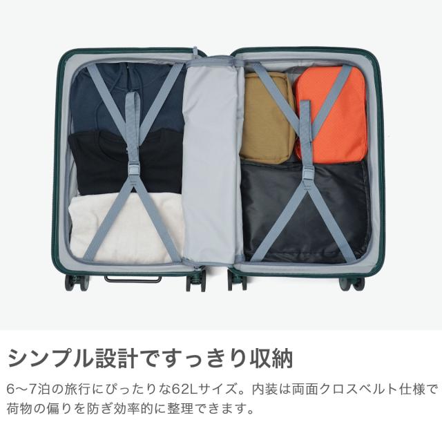 最大30%還元★5/3限定｜【商品レビューで＋5％】【正規品2年保証】イノベーター スーツケース Mサイズ フロントオープン ブランド innovator キャリーケース キャリー 軽量 ストッパー 静音 TSA TSAロック 1週間 PC収納 6〜7泊 62L Middle INV60-MIRR_2