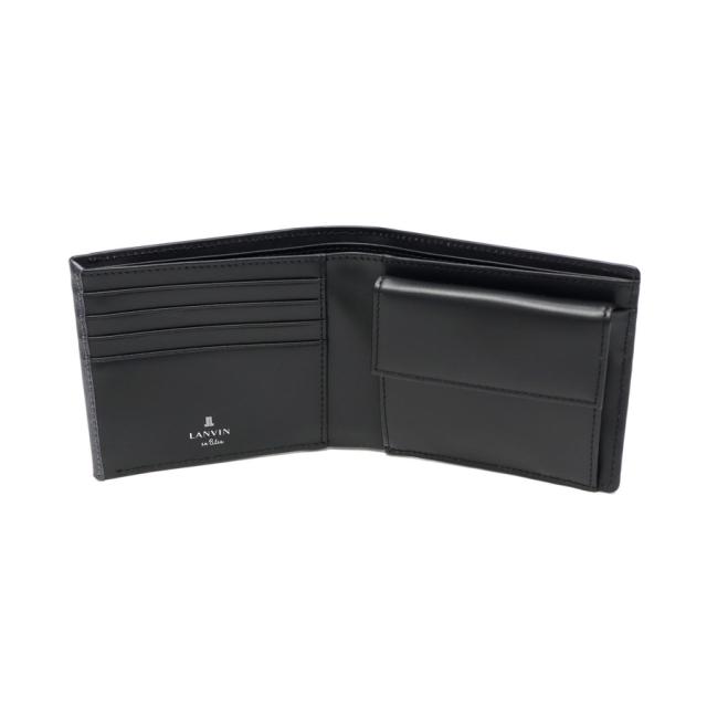 最大30%還元★5/3限定｜【5％OFFクーポン】【商品レビューで＋5％】ランバン オン ブルー 二つ折り財布 メンズ LANVIN en Bleu 小銭入れあり ブランド レザー 本革 牛革 革 財布 折り財布 ウォレット おしゃれ 軽量 カード ガンメタル シンプル 大人 レノア 518612_12