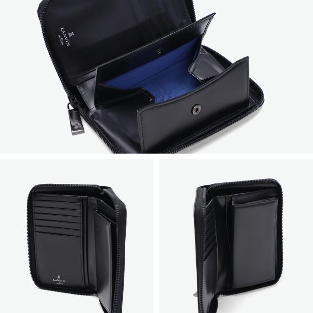 【商品レビューで＋5％】ランバン オン ブルー 二つ折り財布 メンズ 小さめ LANVIN en Bleu 財布 本革 レザー ブランド ラウンドファスナー 小銭入れあり ディアブロ 519604_4