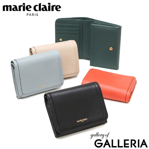 【商品レビューで＋5％】マリクレール 財布 レディース 二つ折り marie claire 二つ折 ブランド 本革 大人 上品 シンプル かわいい レザー サイフ 小銭入れ クローバー 型押し ロゴ おしゃれ レザーウォレット Carrousel MC88649