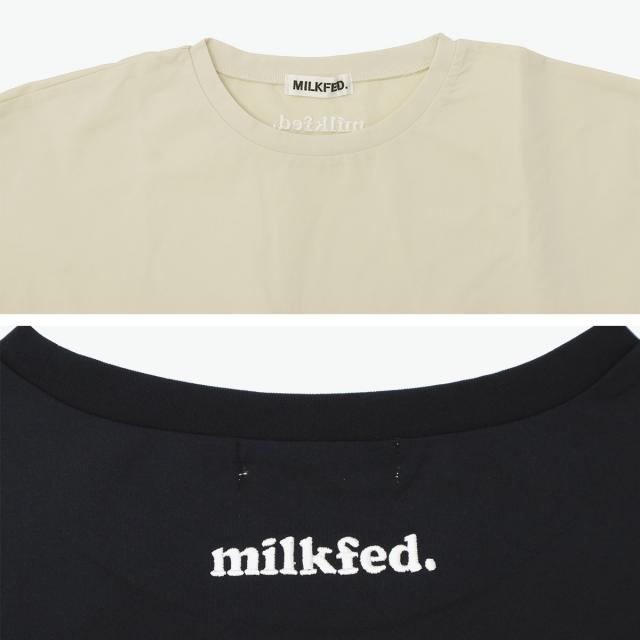 【商品レビューで＋5％】ミルクフェド チュニック 半袖 大人可愛い Tシャツ MILKFED. レディース 夏 長め フリル 水陸両用 ペプラム ゆったり ロゴ刺繍 UV加工 吸汗速乾 103252013006_4