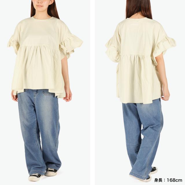 【商品レビューで＋5％】ミルクフェド チュニック 半袖 大人可愛い Tシャツ MILKFED. レディース 夏 長め フリル 水陸両用 ペプラム ゆったり ロゴ刺繍 UV加工 吸汗速乾 103252013006_6