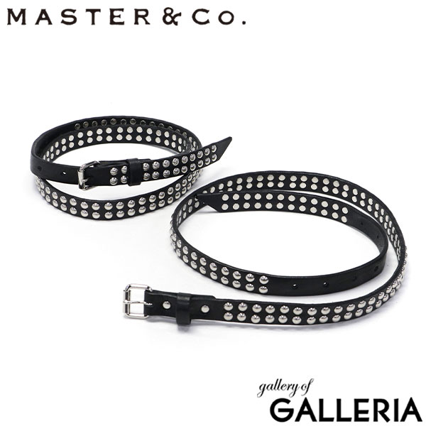 【商品レビューで＋5％】マスターアンドコー ベルト レディース メンズ 本革 カジュアル ブランド MASTER＆Co. 細い 革 黒 おしゃれ 革小物 華奢 レザーベルト スタッズ 大人 日本製 デイトナスタッズレザーベルト MC1606