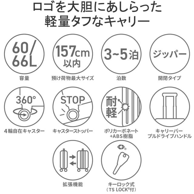 最大30%還元★5/3限定｜【5％OFFクーポン】【商品レビューで＋5％】【正規品1年保証】ニューエラ スーツケース キャリーケース M NEW ERA 60L 66L 軽量 Wheel Carry Case 60-66L_4