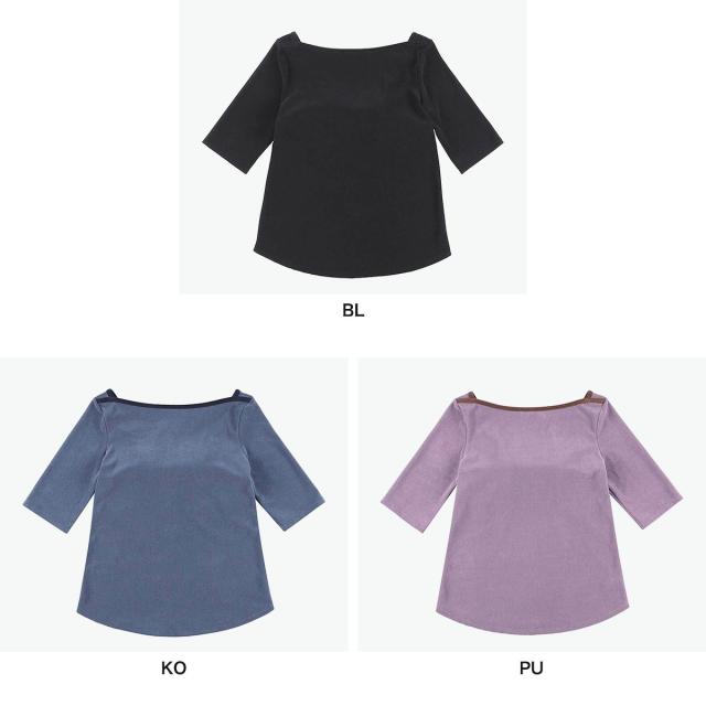 【5％OFFクーポン】【商品レビューで＋5％】アワワコール Tシャツ レディース OUR WACOAL カップ付き アウター トップス ボートネック 5分袖 パイル地 アンダーゴムなし パット JCX451_5