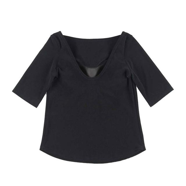 【5％OFFクーポン】【商品レビューで＋5％】アワワコール Tシャツ レディース OUR WACOAL カップ付き アウター トップス ボートネック 5分袖 パイル地 アンダーゴムなし パット JCX451_8