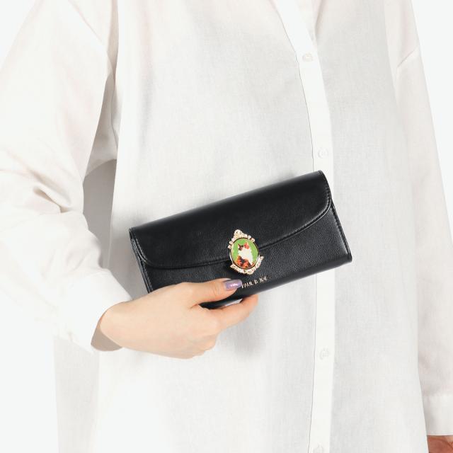 最大21%還元★4/13限定｜【商品レビューで＋5％】PAUL＆JOE ACCESSOIRES 長財布 ブランド 大容量 かぶせ 財布 ポールアンドジョー カード ねこ ブローチ CAT BROOCH かぶせ束入れ PJA-W1171