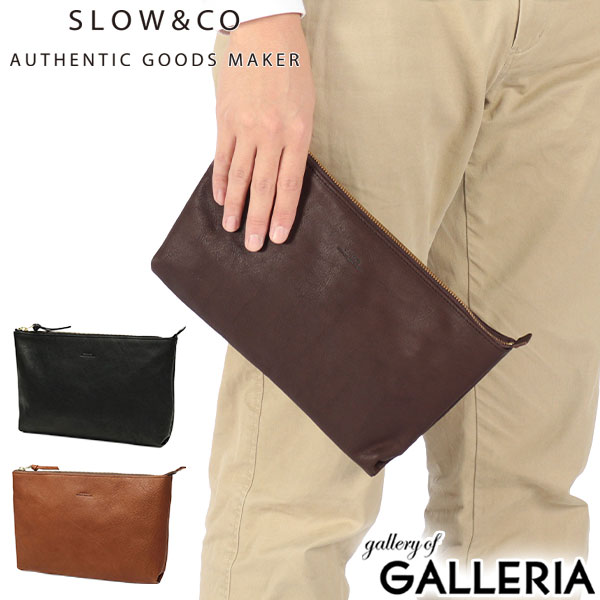 【商品レビューで＋5％】SLOW ポーチ 大きめ 小物入れ ブランド レザー Lサイズ スロウ マチ付き マチ 革 本革 おしゃれ シンプル 黒 日本製 A5 bono Pouch L 300S32C