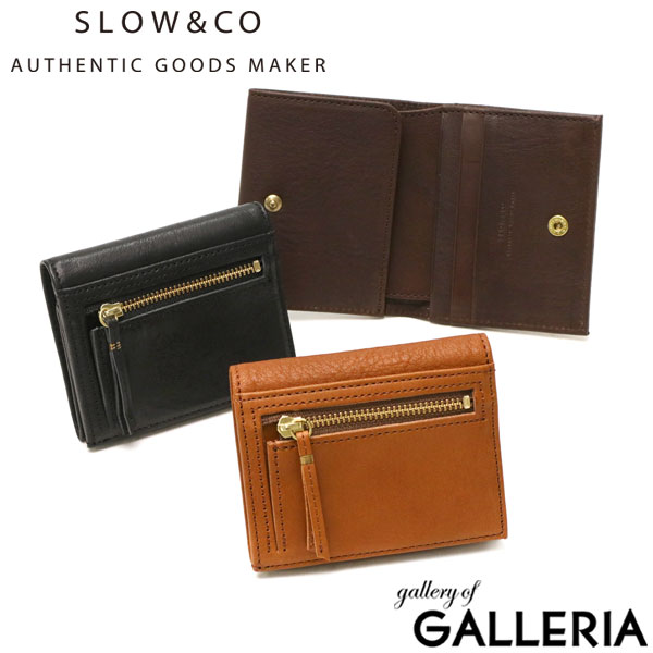 SLOW&CO 二つ折り財布 黒 レザー SLOW&CO ブラックレザー二つ折り財布 （商品レビューで＋5
