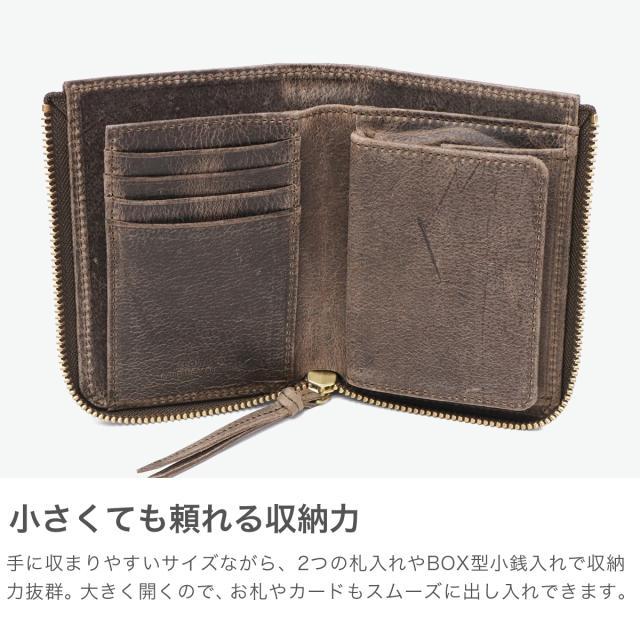 【商品レビューで＋5％】SLOW 二つ折り財布 メンズ レディース box型小銭入れ スロウ L字ファスナー 本革 クーズー革 日本製 kudu Lzip short wallet 333S82I_3