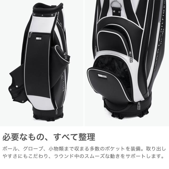 最大30%還元★6/3限定｜【商品レビューで＋5％】トミー ヒルフィガー ゴルフ キャディバッグ TOMMY HILFIGER GOLF 9型 46インチ 5分割 カート型 カートキャディバッグ ベーシック THMG4SC5_3