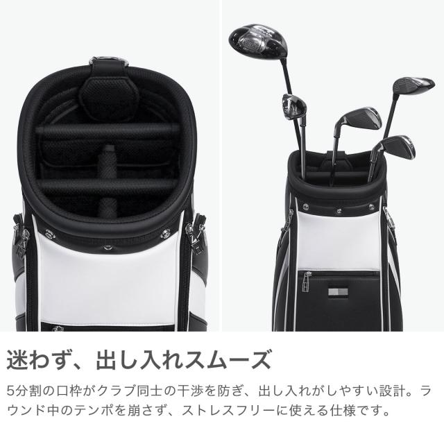 最大30%還元★6/3限定｜【商品レビューで＋5％】トミー ヒルフィガー ゴルフ キャディバッグ TOMMY HILFIGER GOLF 9型 46インチ 5分割 カート型 カートキャディバッグ ベーシック THMG4SC5_4