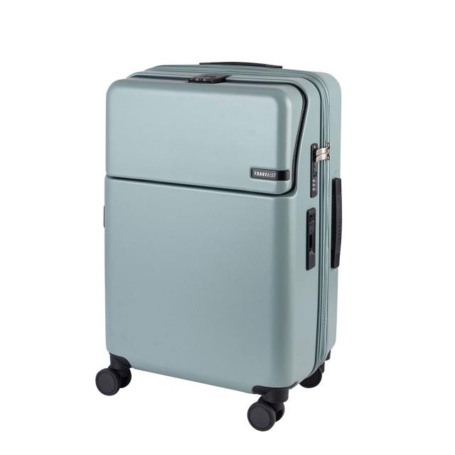 【商品レビューで＋5％】【正規品3年保証】トラベリスト スーツケース Mサイズ フロントオープン TRAVELIST ワンタッチ トップオープン 拡張 軽量 ストッパー スマホスタンド ドリンクホルダー 76-25150_12
