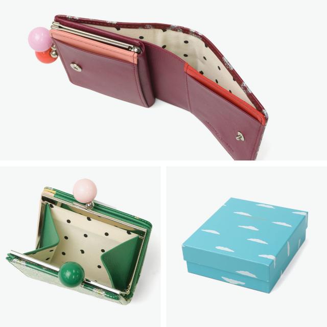 【商いもの文芸評論で＋5％】ツモリチサト 二つ折り紙入れ レディース ブランド名 tsumori chisato CARRY 紙入れ 蝦蟇口 本革 革 成年者 可愛らしい 二つ折 グリッターフラワー 57856