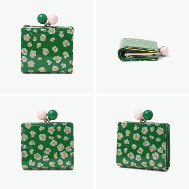 【商いもの文芸評論で＋5％】ツモリチサト 二つ折り紙入れ レディース ブランド名 tsumori chisato CARRY 紙入れ 蝦蟇口 本革 革 成年者 可愛らしい 二つ折 グリッターフラワー 57856