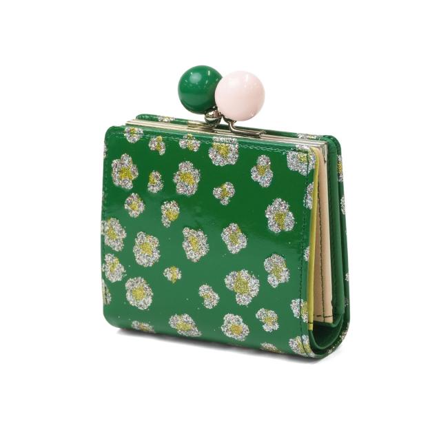 【商いもの文芸評論で＋5％】ツモリチサト 二つ折り紙入れ レディース ブランド名 tsumori chisato CARRY 紙入れ 蝦蟇口 本革 革 成年者 可愛らしい 二つ折 グリッターフラワー 57856
