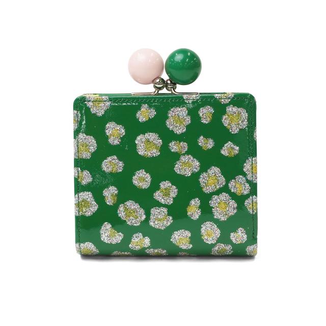 【商いもの文芸評論で＋5％】ツモリチサト 二つ折り紙入れ レディース ブランド名 tsumori chisato CARRY 紙入れ 蝦蟇口 本革 革 成年者 可愛らしい 二つ折 グリッターフラワー 57856