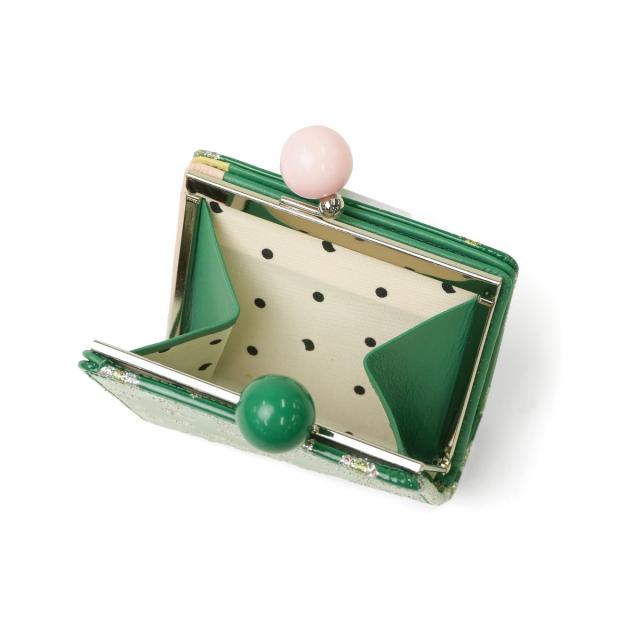 【商いもの文芸評論で＋5％】ツモリチサト 二つ折り紙入れ レディース ブランド名 tsumori chisato CARRY 紙入れ 蝦蟇口 本革 革 成年者 可愛らしい 二つ折 グリッターフラワー 57856